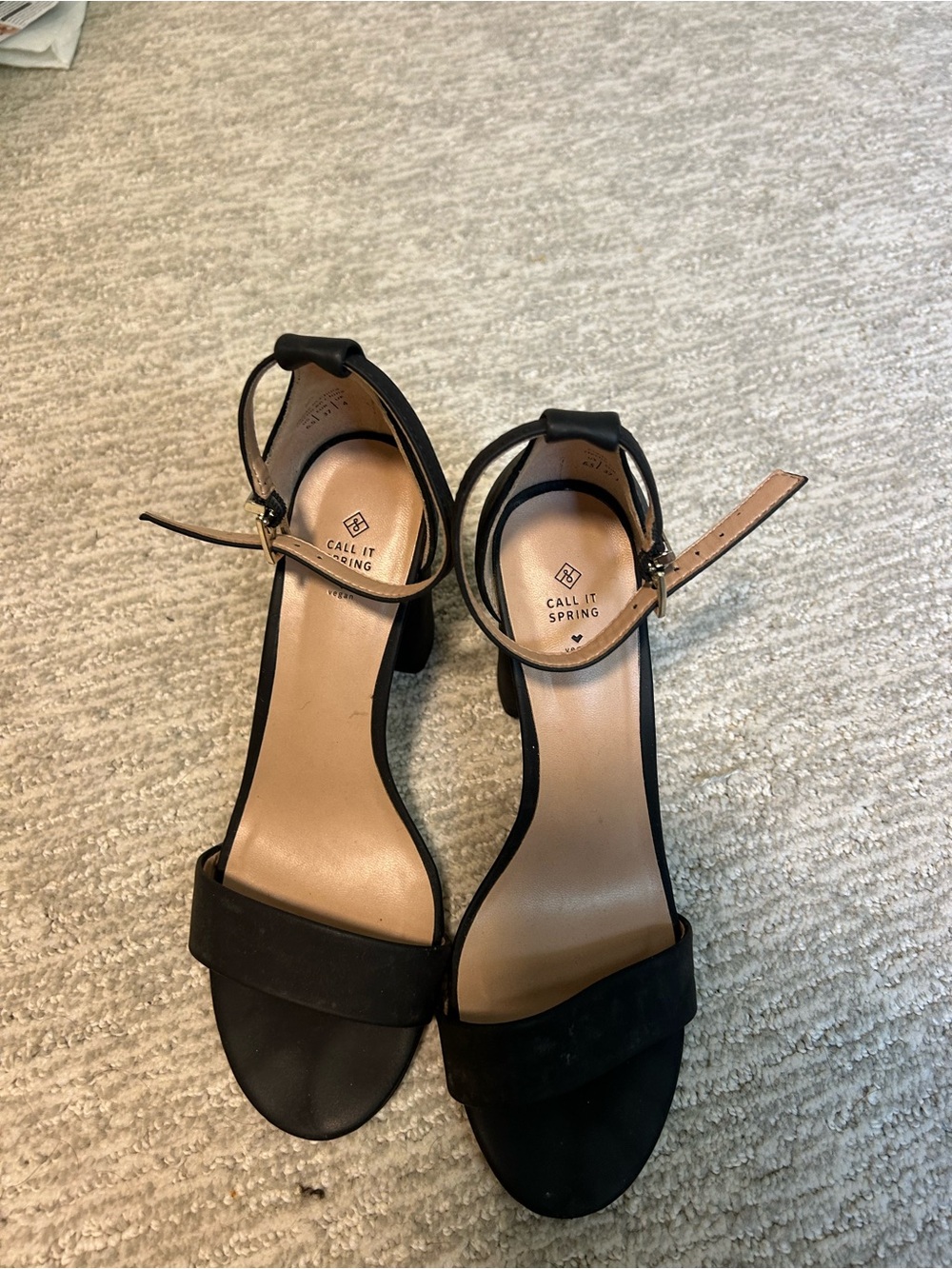 Call It Spring Black Block Heel Ankle-Strap Sandals